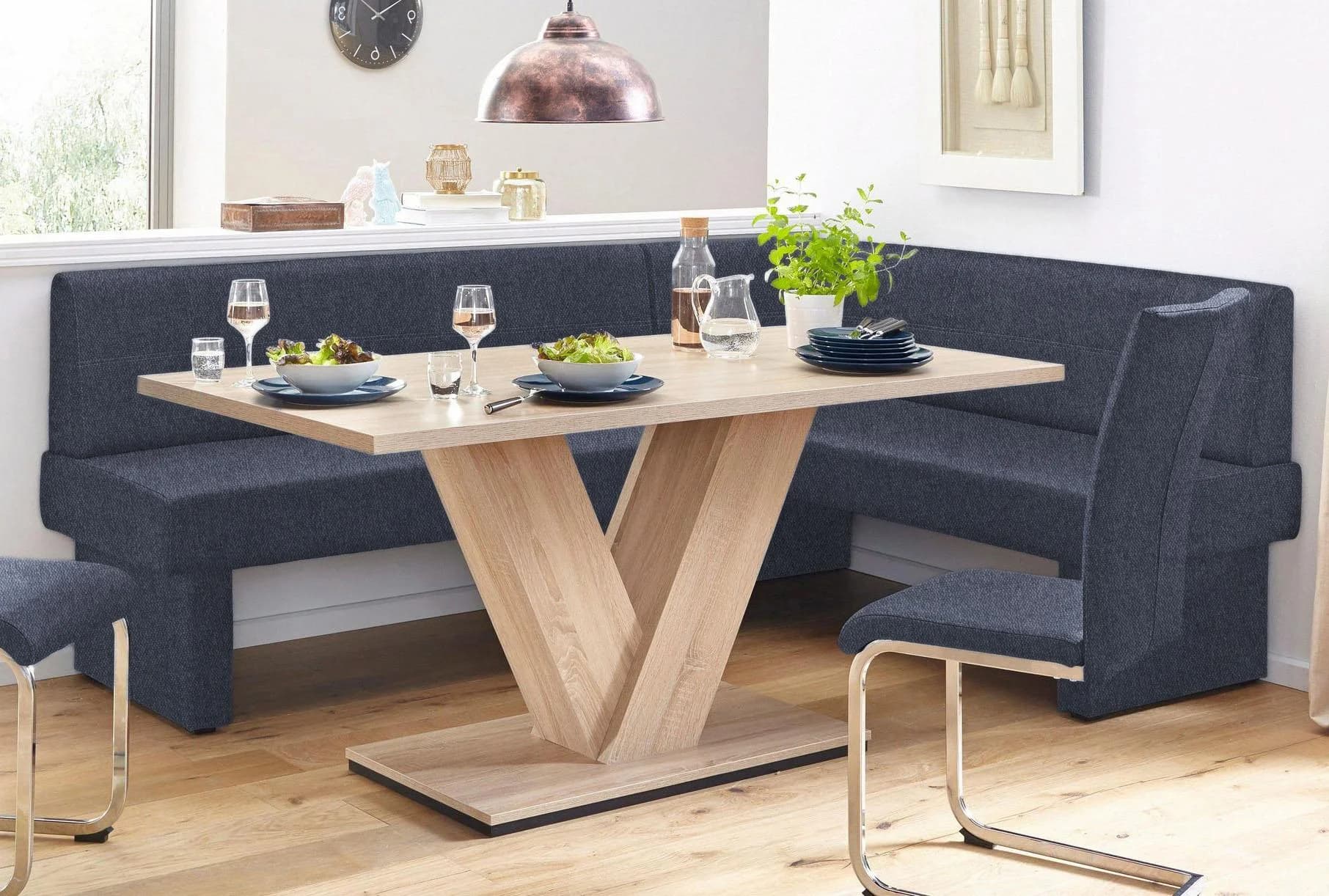 HOME AFFAIRE Eckbank Nils Dunkelblau Gepolstert FSC