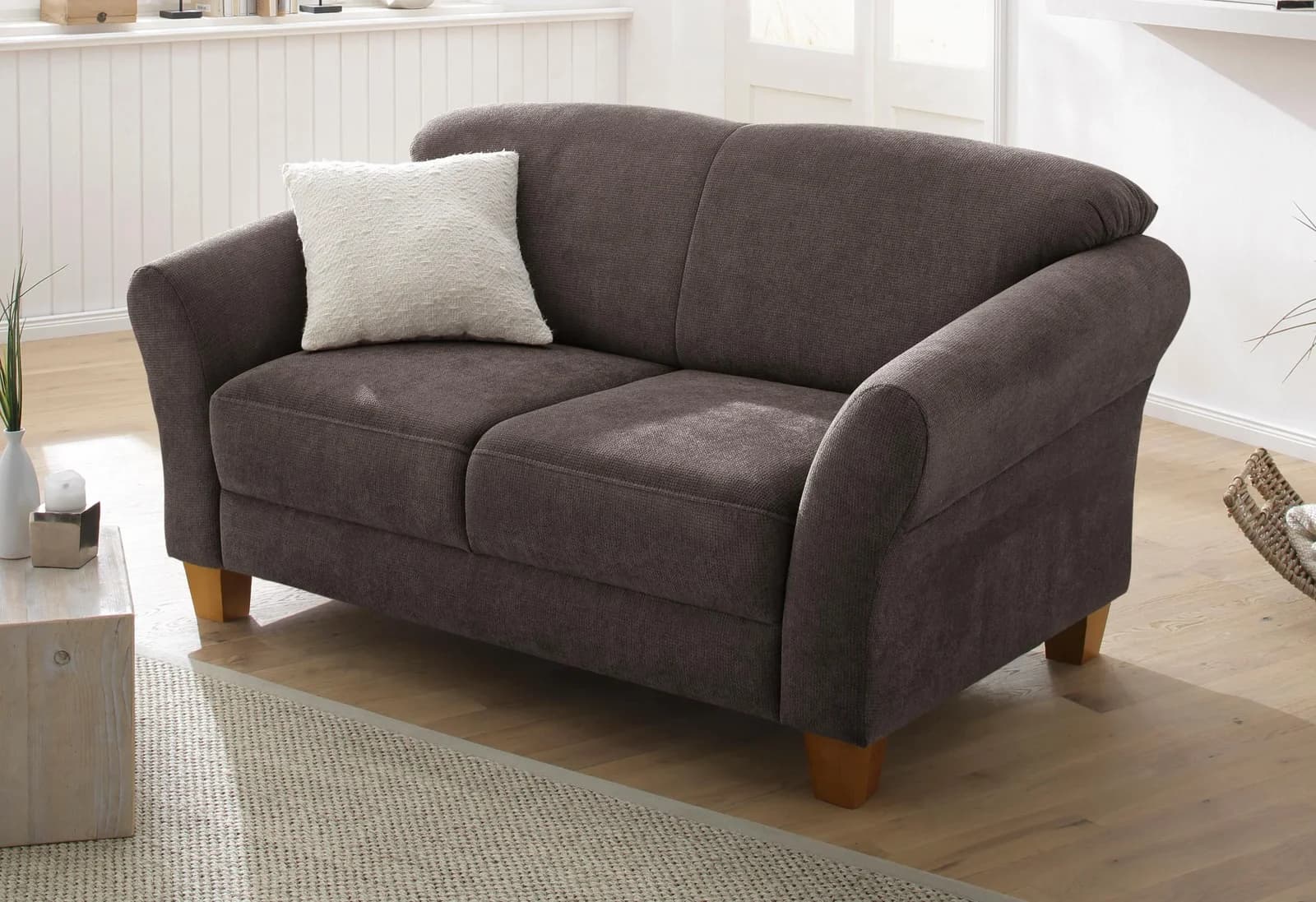 HOME AFFAIRE Gotland 2-Sitzer Sofa Braun Luxus-Microfaser