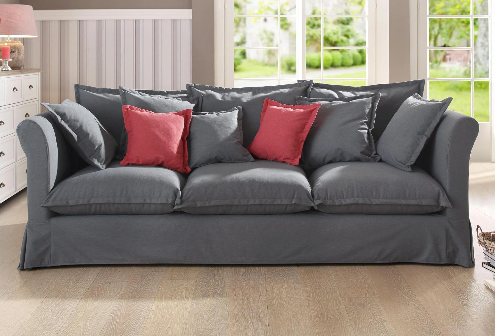 Home Affaire Sofa Luise 3-Sitzer Grau Webstoff