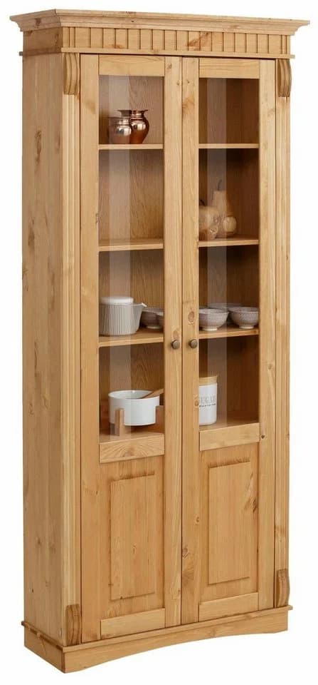 OTTO HOME Teresa Glasvitrine Massivholz Beige 2 Glastüren - Bild 2