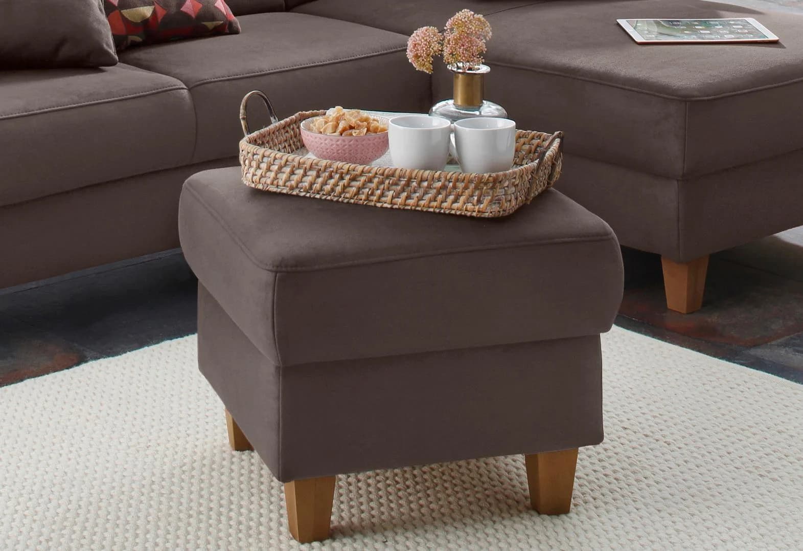 Home Affaire Polsterhocker Palma mit Stauraum Braun