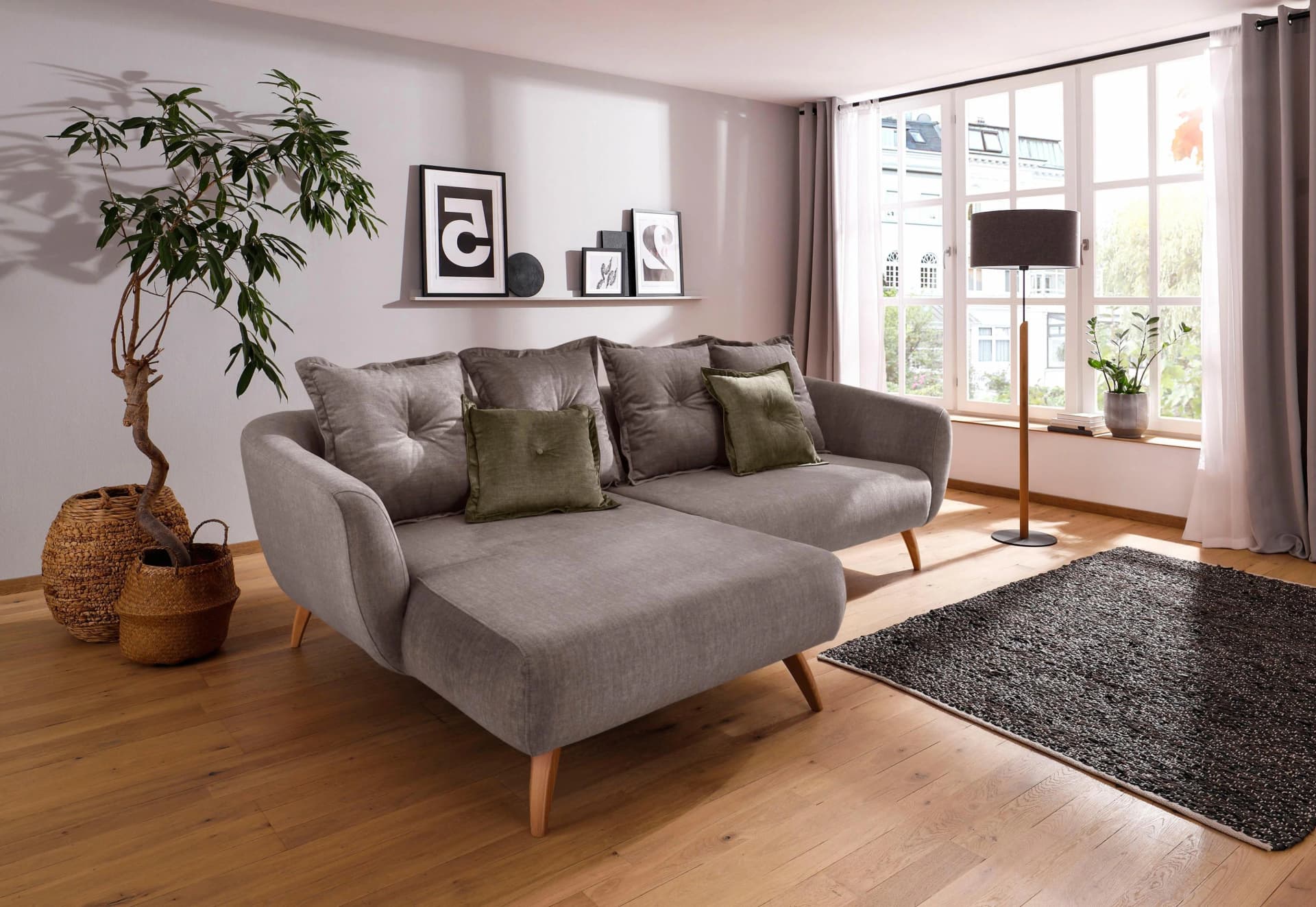 Home Affaire Ecksofa Baggio L-Form Cappucino mit Recamiere