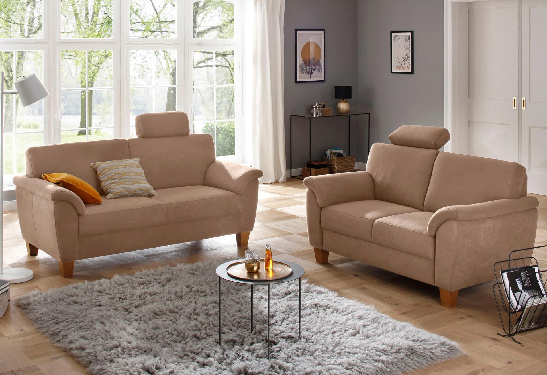 Polstergarnitur HOME AFFAIRE Texel Braun Microfaser mit Federkern