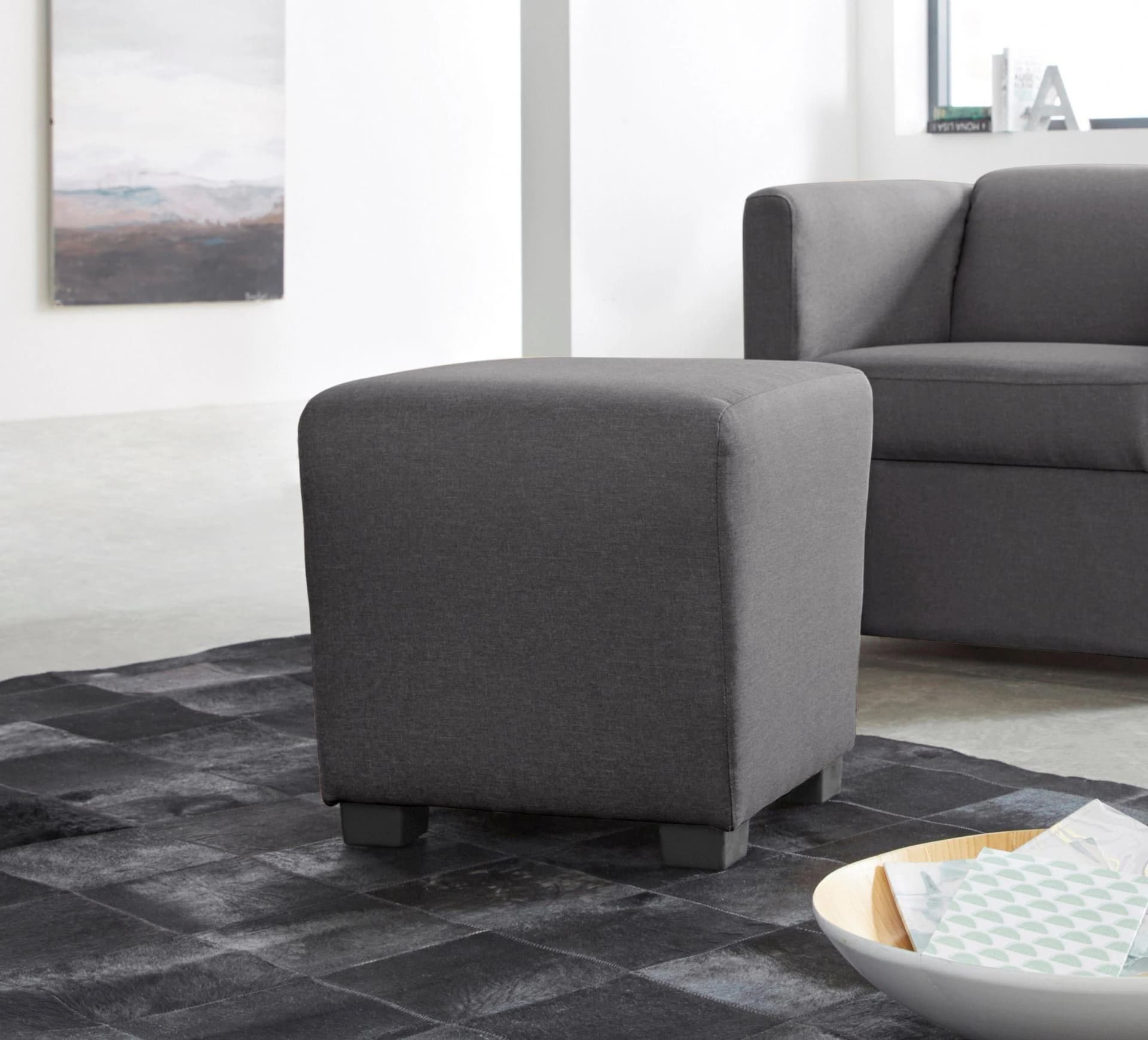 HOME AFFAIRE Hocker Bob Schwarz Pepper Polsterhocker