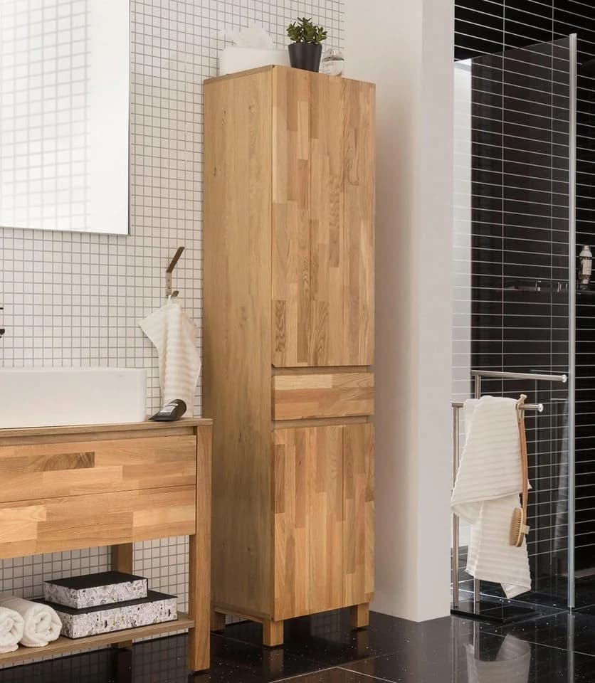 HOME AFFAIRE Hochschrank Kaika Eiche Massiv 2 Türen 1 Schublade - Bild 2