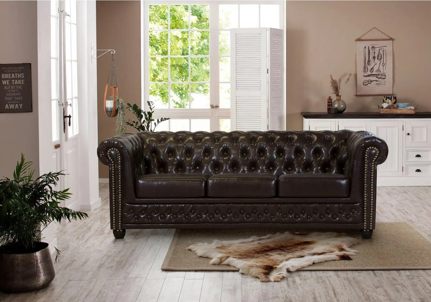 HOME AFFAIRE Chesterfield-Sofa Rysum Dunkelbraun Kunstleder - Bild 2
