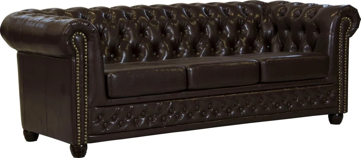 HOME AFFAIRE Chesterfield-Sofa Rysum Dunkelbraun Kunstleder - Bild 3