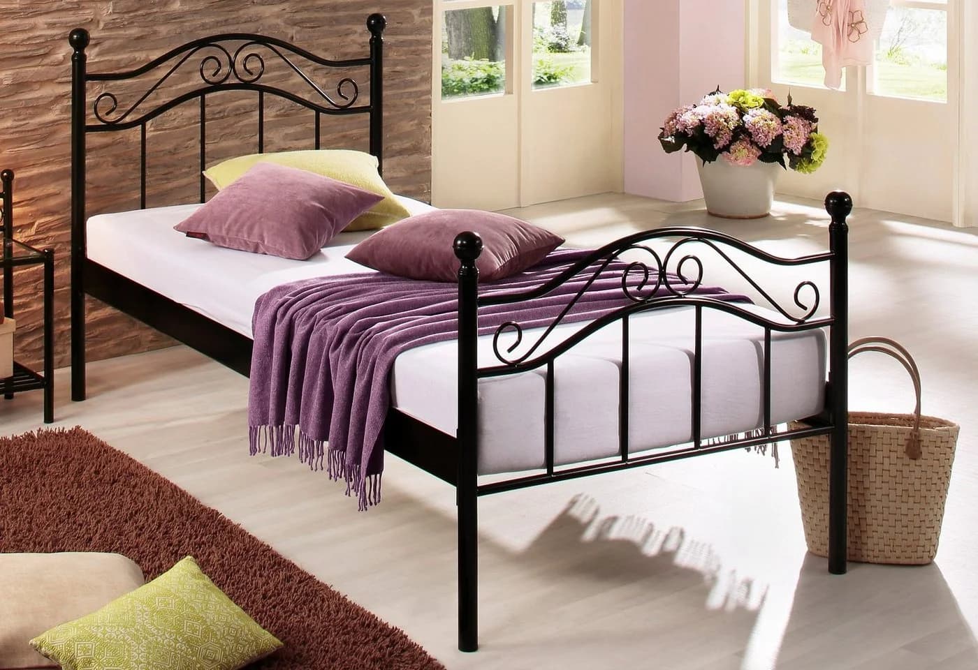 HOME AFFAIRE Metallbett Schwarz mit Verzierungen