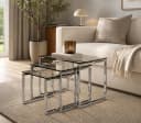 ACTONA GROUP Katrine Beistelltisch-Set 3-tlg. Glas Chrom Modern Bild 1