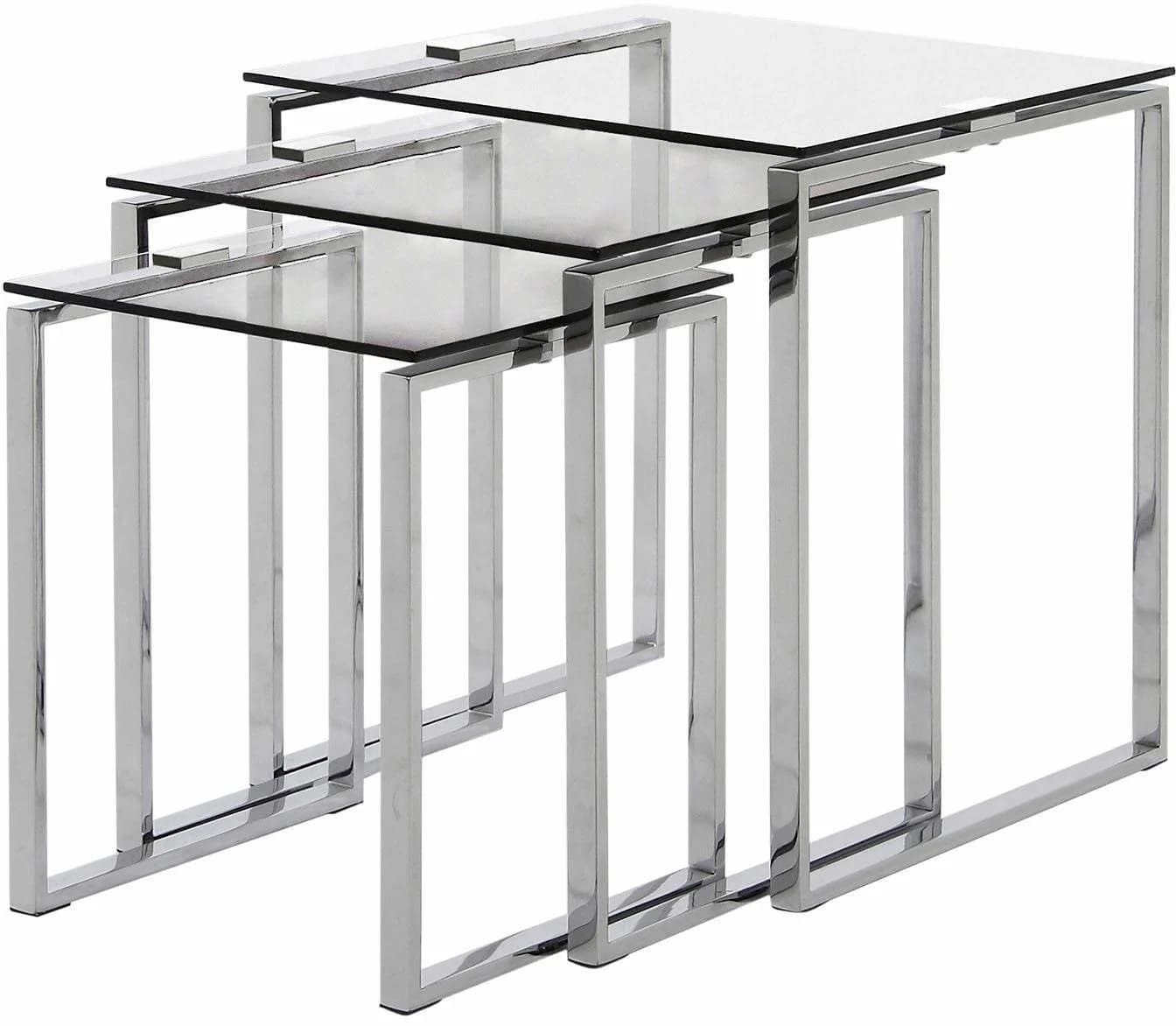 ACTONA GROUP Katrine Beistelltisch-Set 3-tlg. Glas Chrom Modern - Bild 4