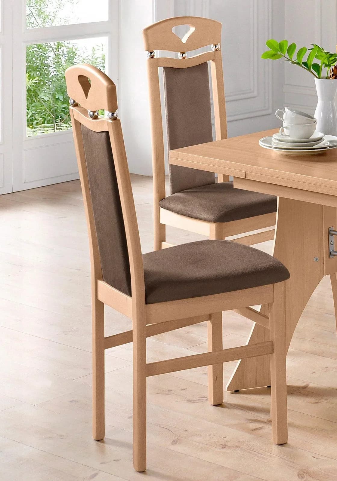 Home Affaire Esszimmerstuhl Berta Küchenstuhl Braun Microfaser Buche Massivholz