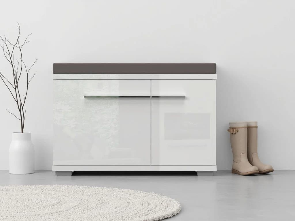 OTTO HOME Piano Schuhbank Weiß Hochglanz mit Polsterkissen - Bild 2