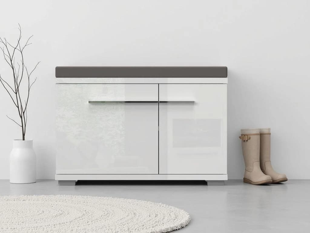 OTTO HOME Piano Schuhbank Weiß Hochglanz mit Polsterkissen - Bild 5