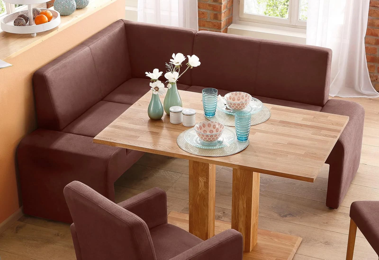 HOME AFFAIRE Eckbank Bologna Braun Microfaser