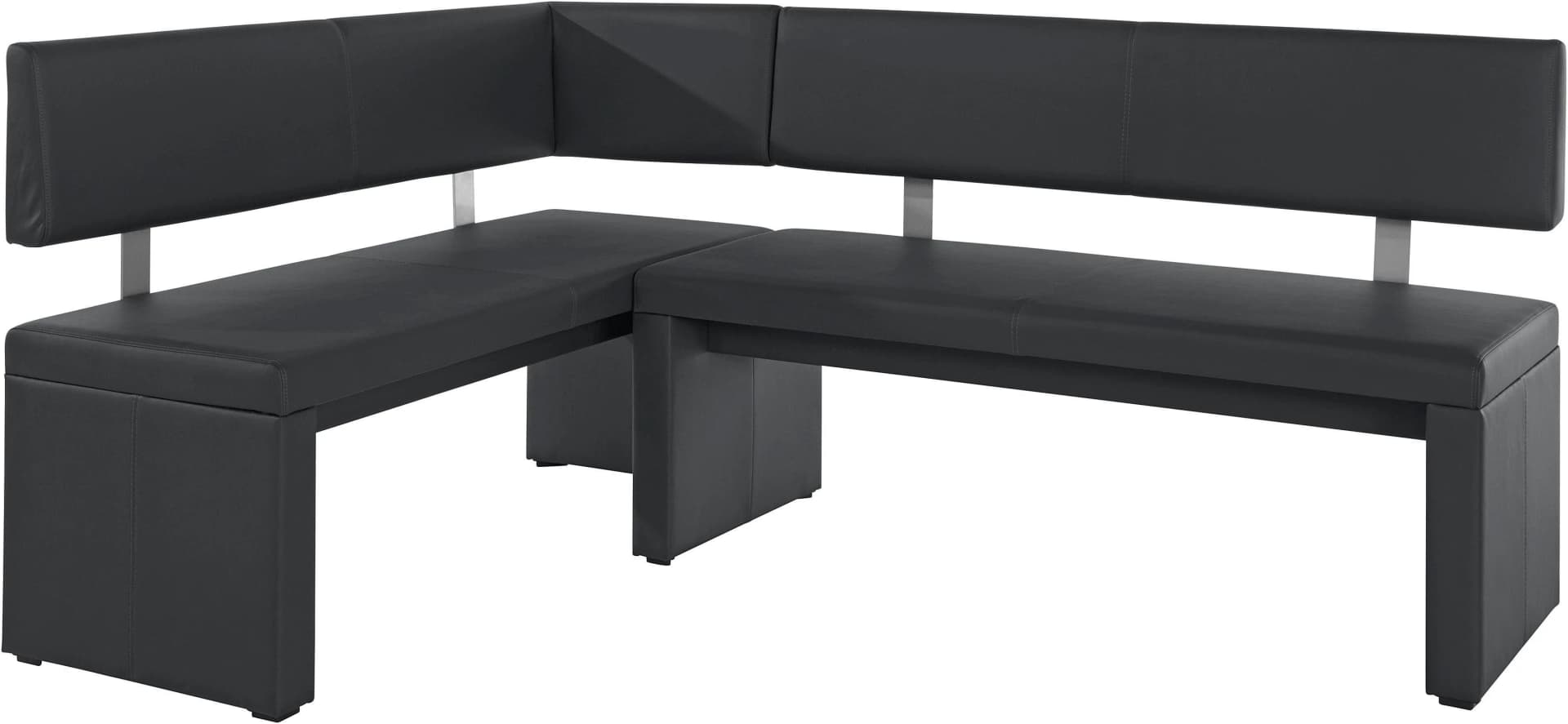 OTTO HOME Eckbank Charissa Schwarz Kunstleder Massivholz