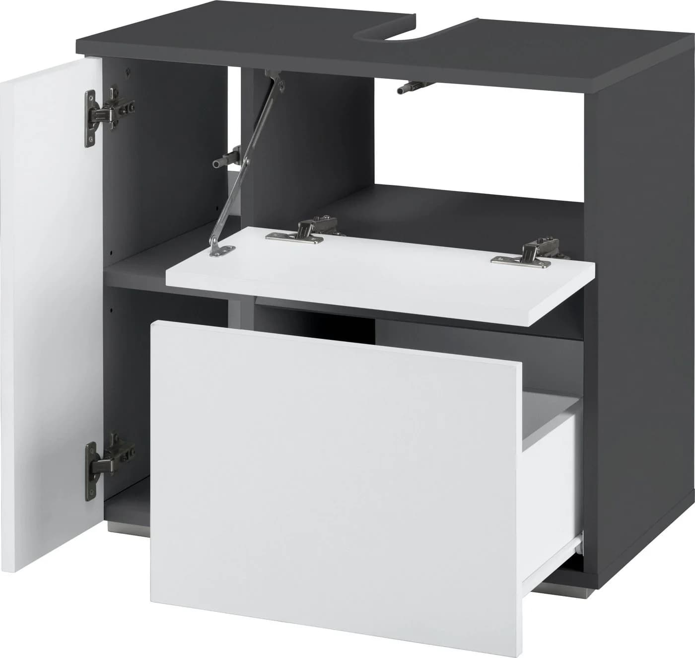 HOME AFFAIRE Wisla Waschbeckenunterschrank Grau/Weiß Push-to-open - Bild 4