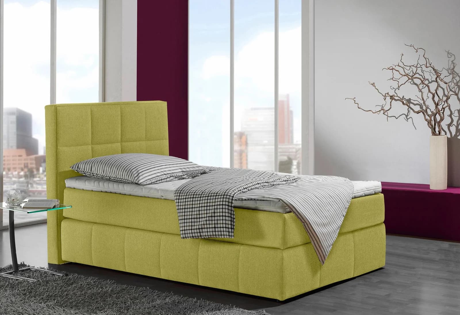 Home Affaire Boxspringbett Casano Gelb Strukturstoff
