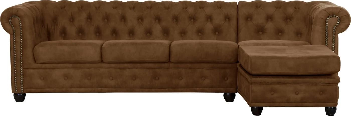 HOME AFFAIRE Chesterfield-Sofa L-Form Cognac Microfaser Lederoptik - Bild 3