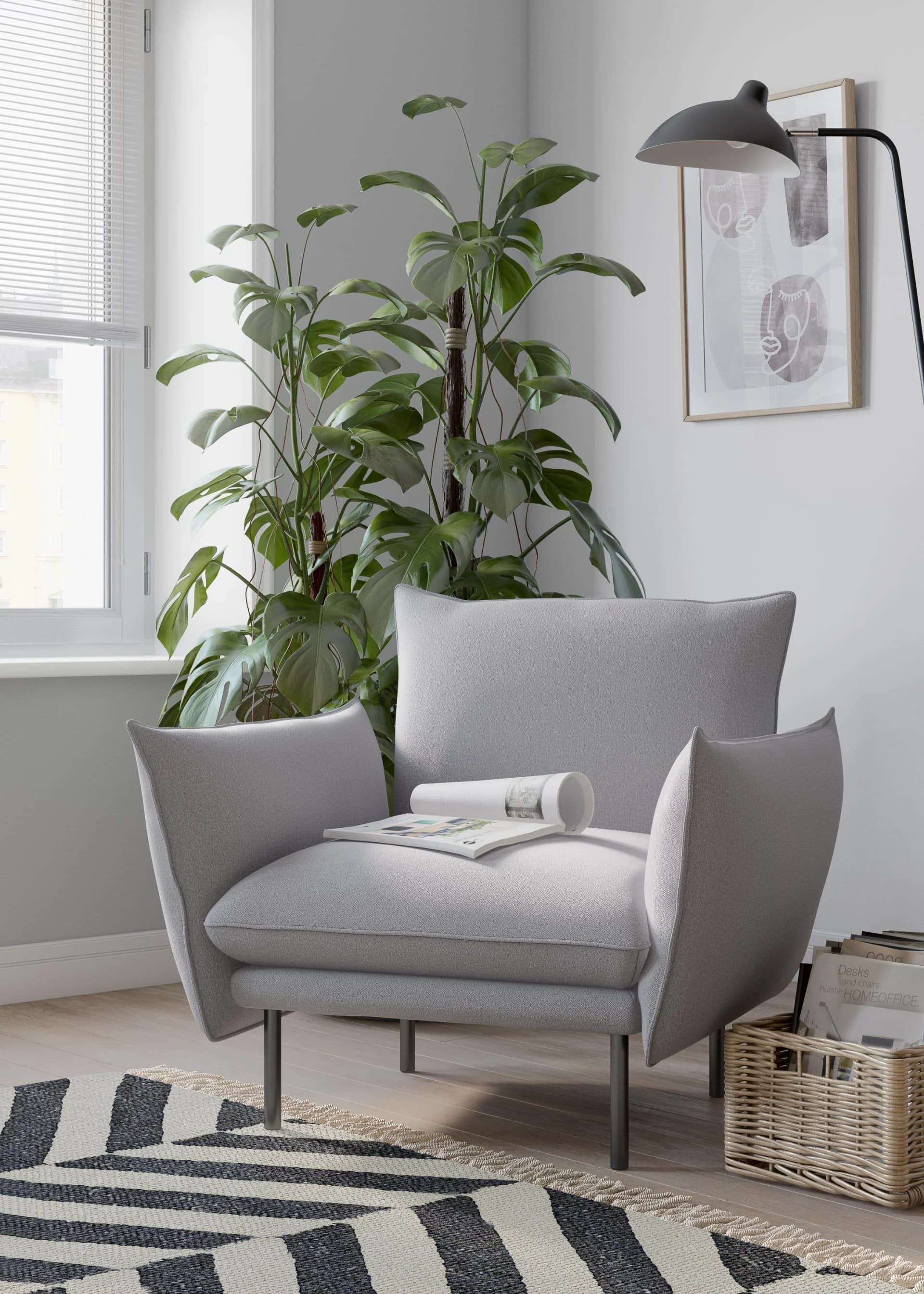 OTTO HOME Stine Cocktailsessel Hellgrau mit Kissenoptik