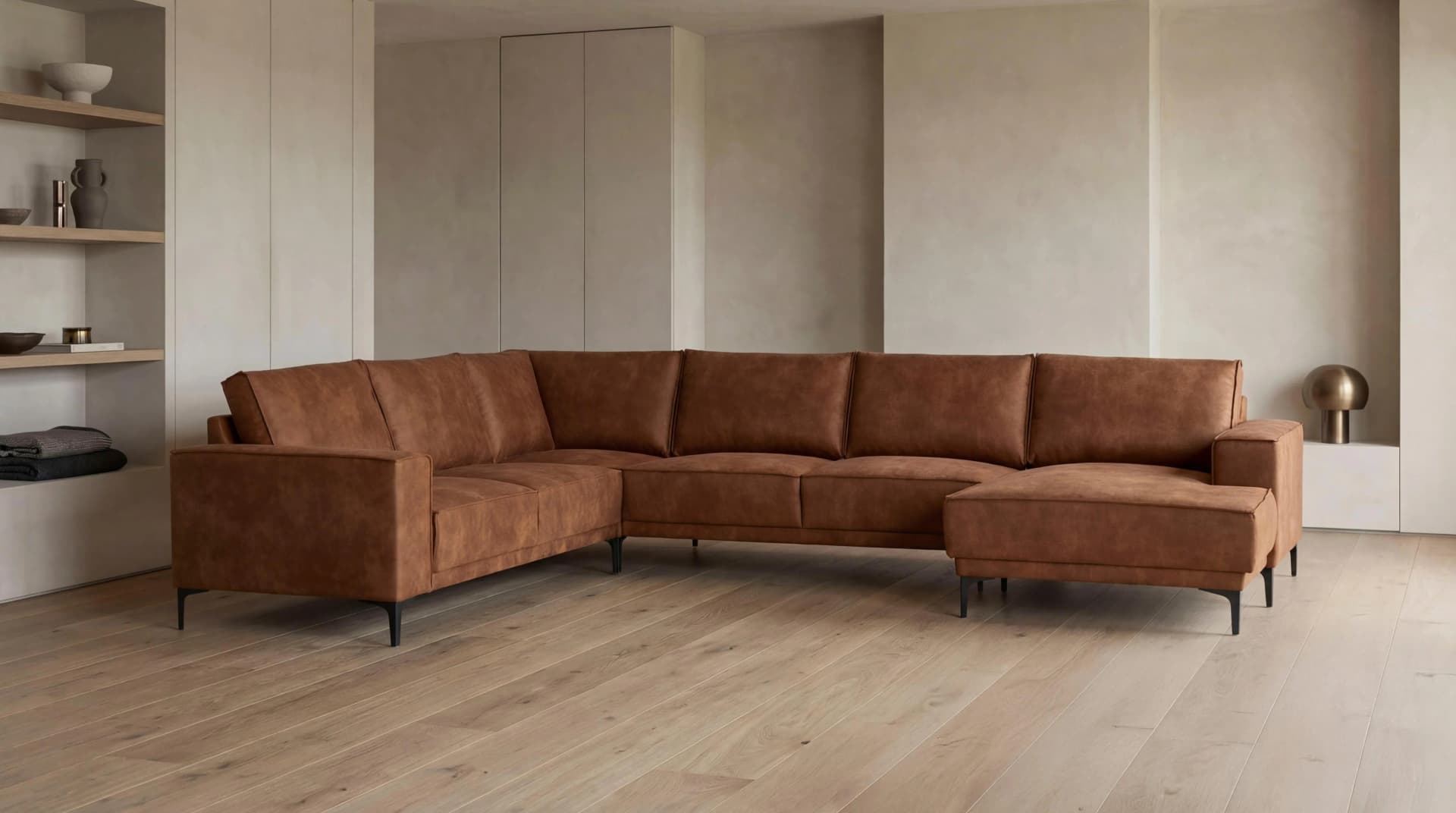 OTTO HOME Wohnlandschaft OLAND U-Form Skandi-Design Cognac