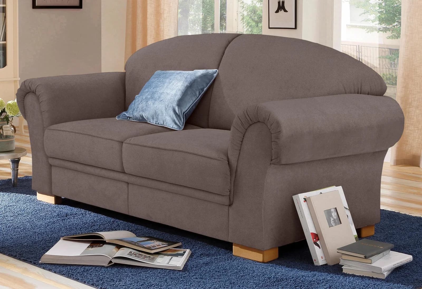 HOME AFFAIRE Amrum 2-Sitzer Sofa Taupe Chenille Landhaus-Stil