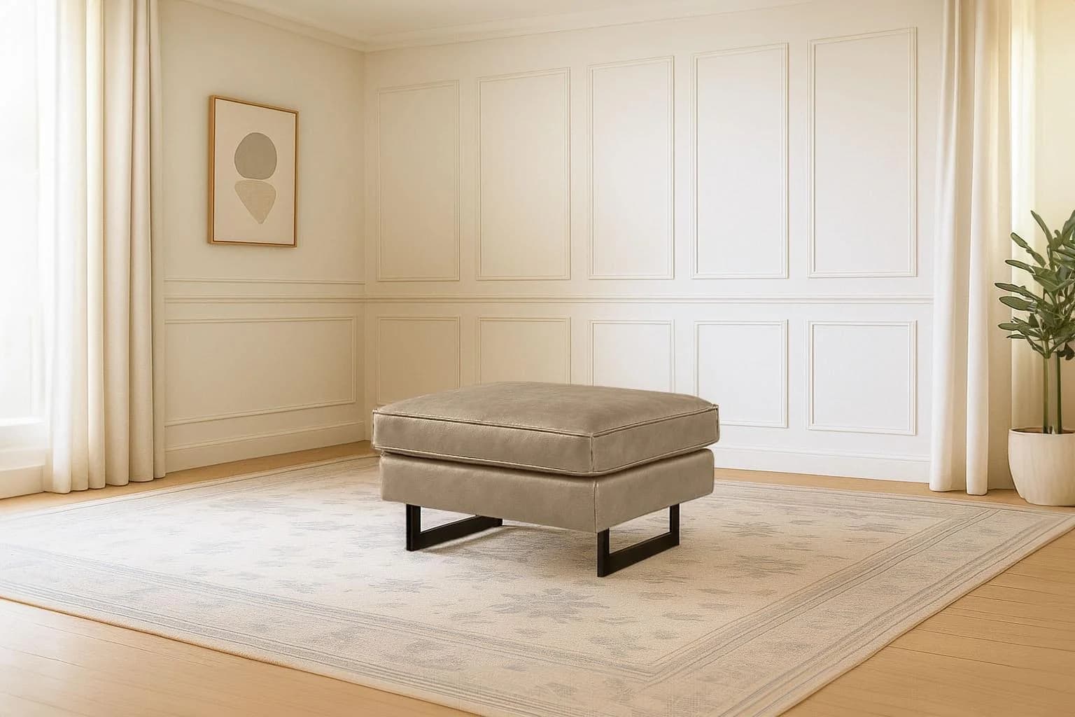 HOME AFFAIRE Polsterhocker Pinto Beige Luxus-Microfaser
