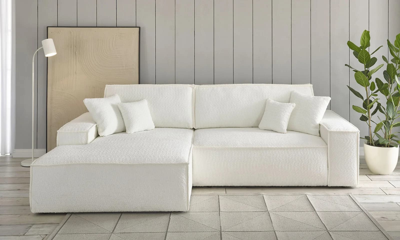 OTTO HOME Finnley Ecksofa L-Form Weiß mit Bettkasten und Schlafsofa-Funktion
