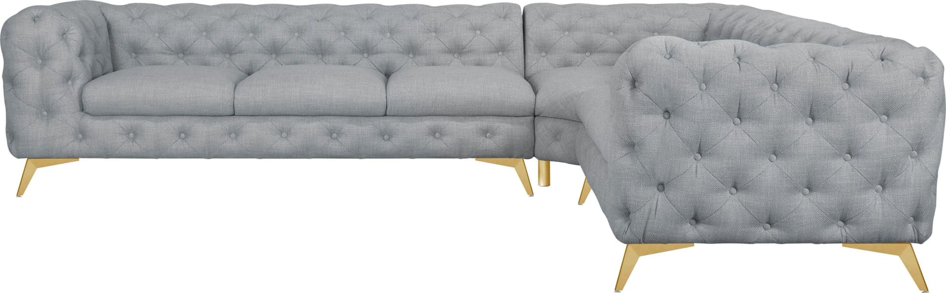 HOME AFFAIRE Ecksofa GLYNIS Chesterfield Grau L-Form
