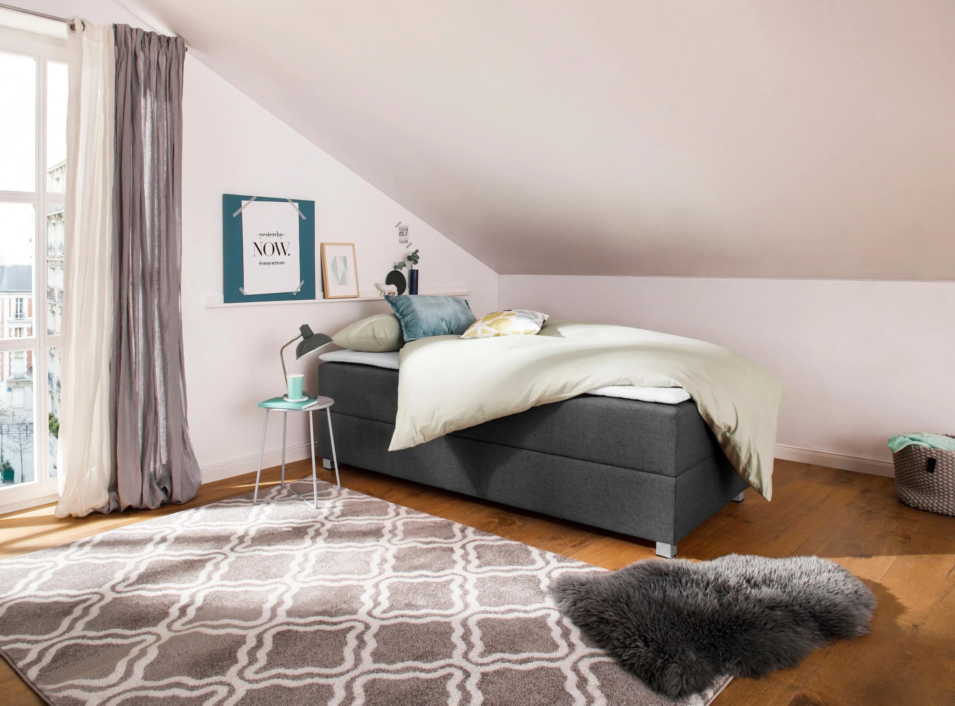 Boxbett HOME AFFAIRE Alexis Anthrazit mit Bettkasten