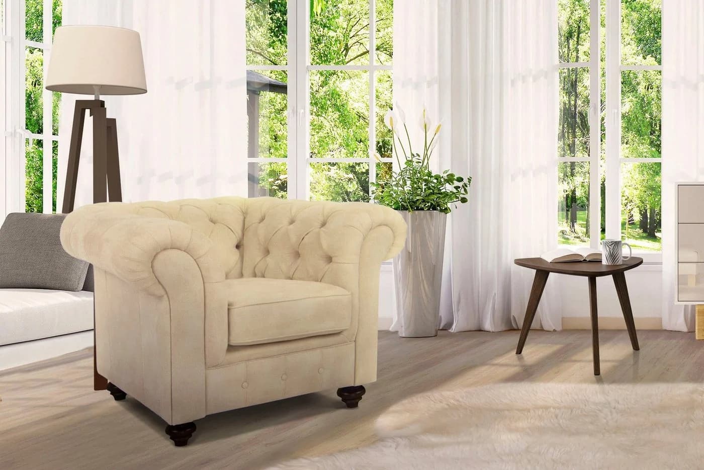 HOME AFFAIRE Sessel Duc Chesterfield Beige Samtoptik - Bild 2
