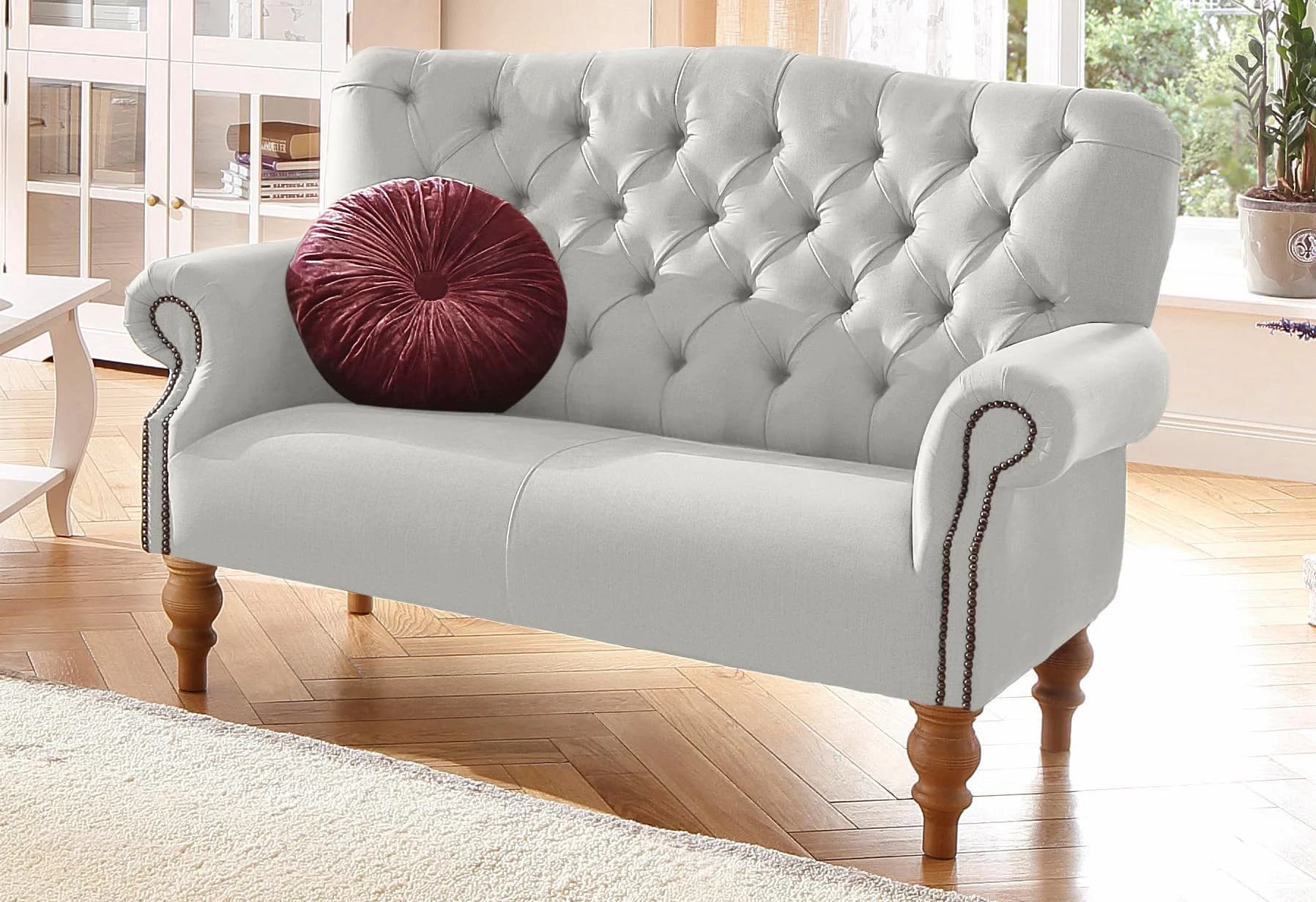 Chesterfield-Sofa HOME AFFAIRE Lord Beige Microfaser Lederoptik