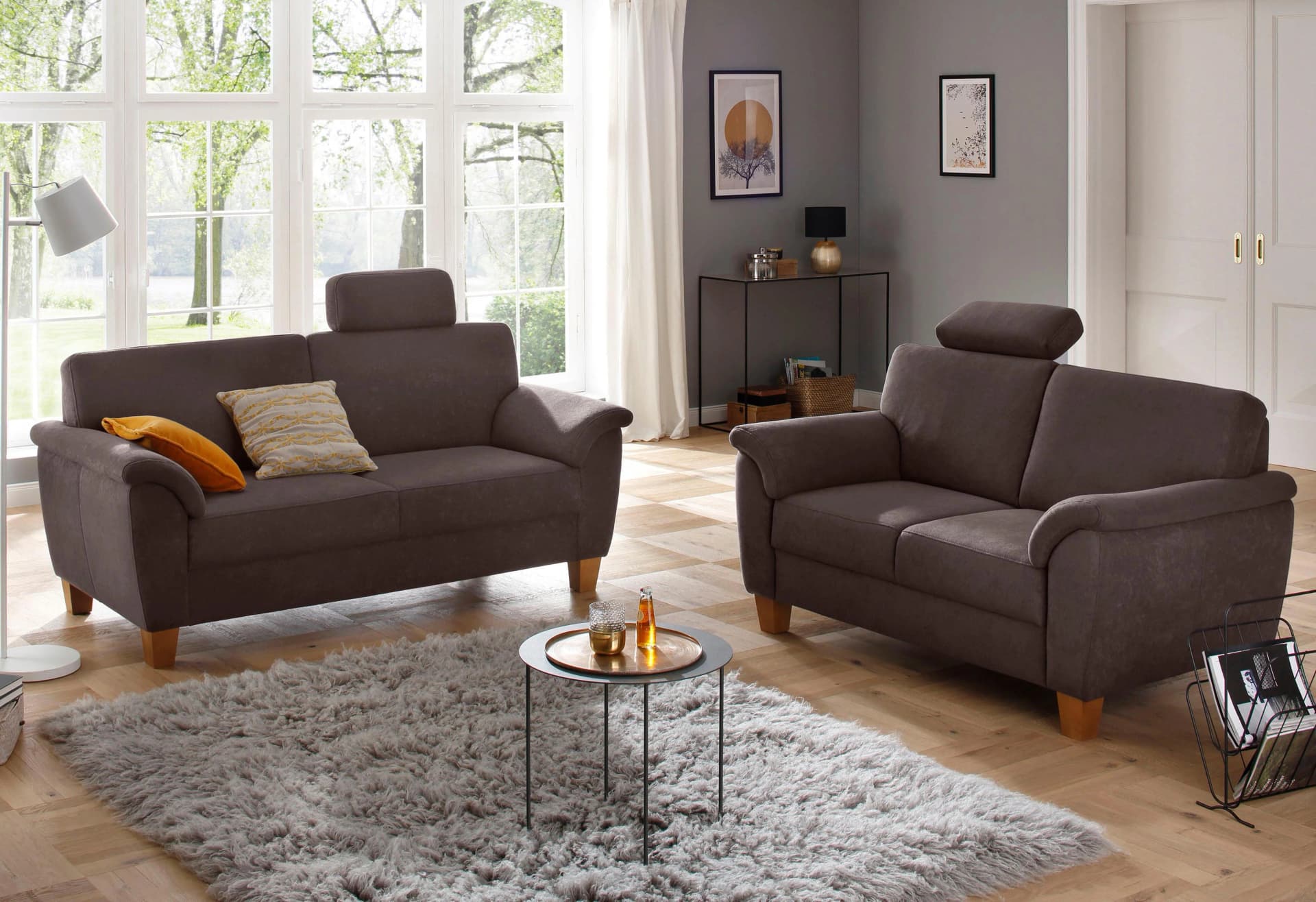 HOME AFFAIRE Polstergarnitur Texel Dunkelbraun Luxus-Microfaser