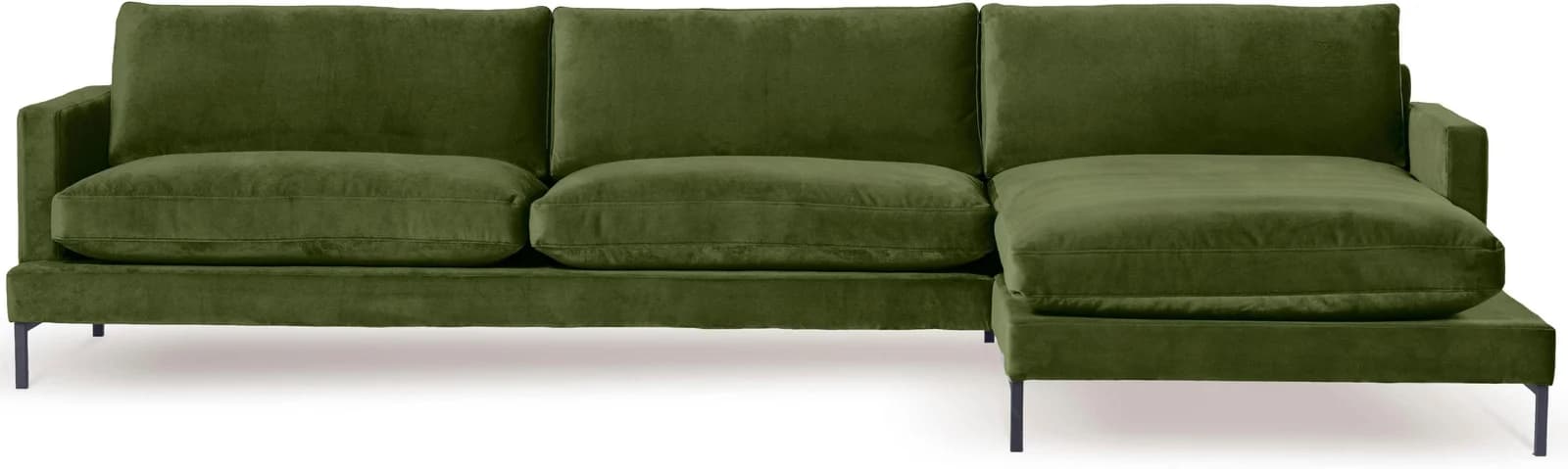 Ecksofa ANDAS Welland Khaki Samt mit Recamiere