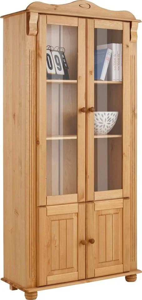 OTTO HOME Vitrine Adele 4-türig Beige Massivholz Landhausstil - Bild 4