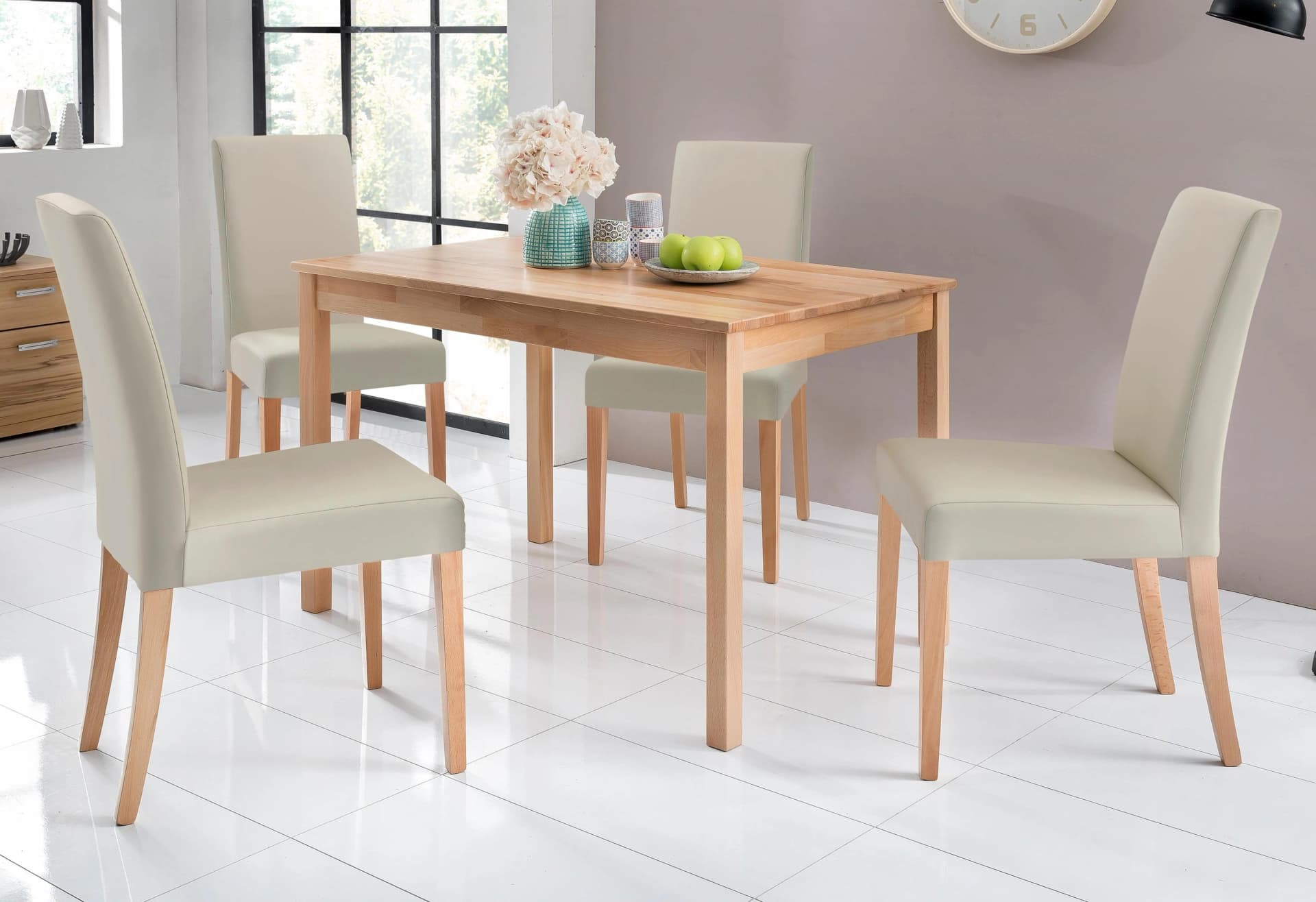 Home Affaire Essgruppe Lea 5-tlg. Beige Massivholz