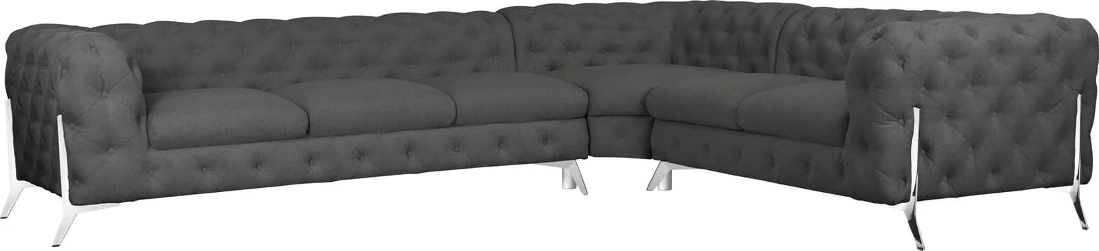 HOME AFFAIRE Chesterfield-Sofa Amaury L-Form Grau