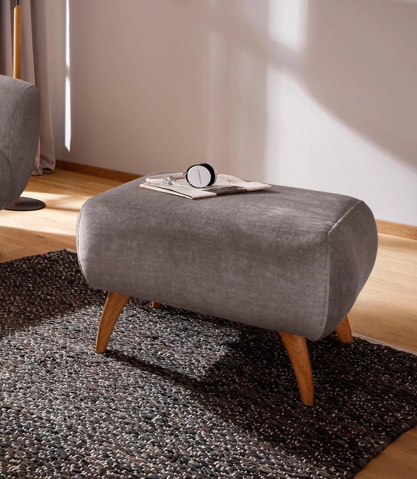 HOME AFFAIRE Baggio Hocker Braun Gepolstert mit Holzfüßen