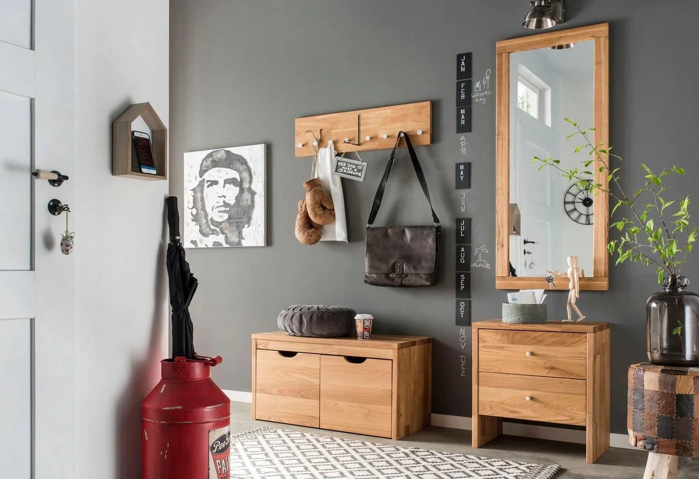HOME AFFAIRE Dura Schuhbank Wildeiche Massivholz mit Schubladen