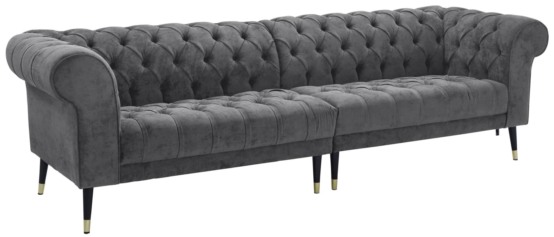 HOME AFFAIRE Chesterfield-Sofa Tinnum Grau Vintageoptik 4-Sitzer