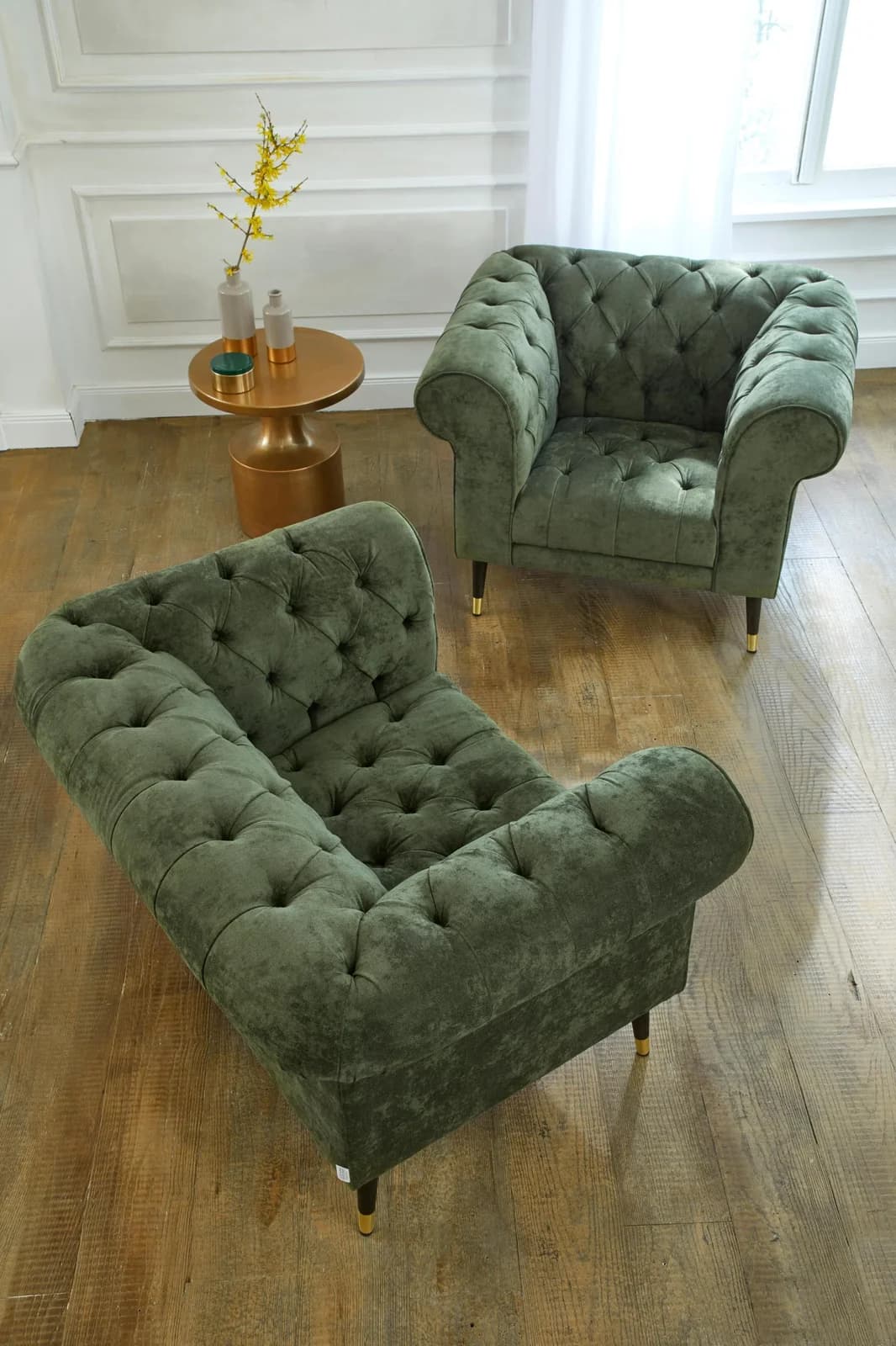 HOME AFFAIRE Tinnum Loveseat Chesterfield Sessel Olive Microfaser