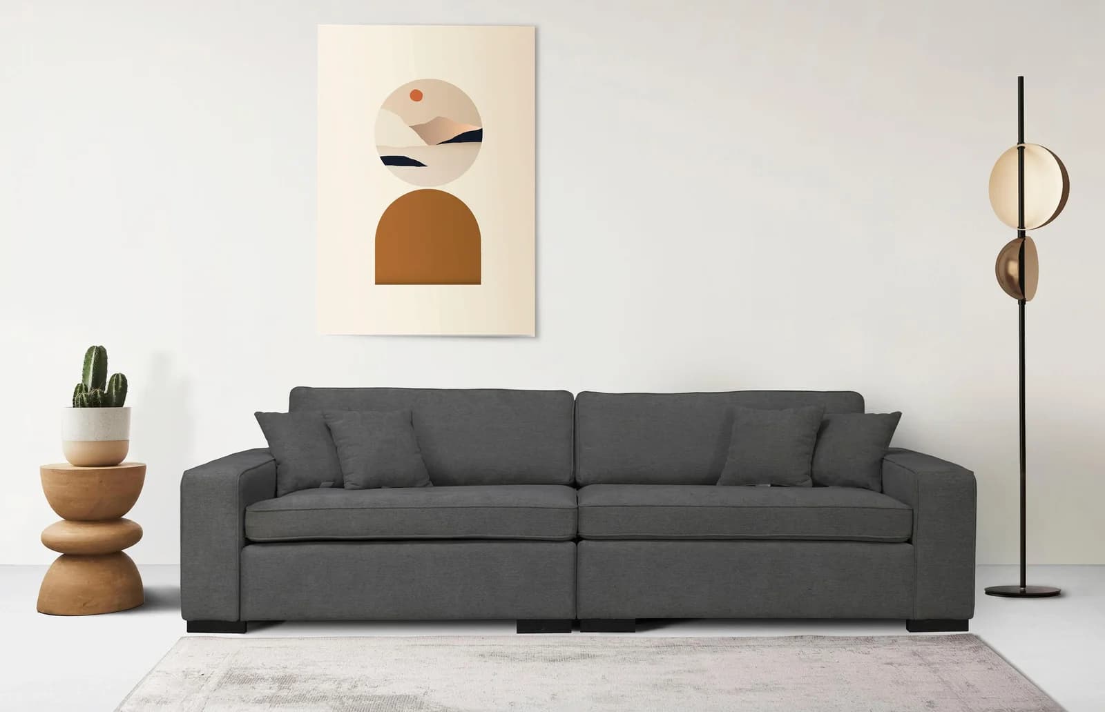 HOME AFFAIRE Skara XXL 2-Sitzer Sofa Dunkelgrau Polyester