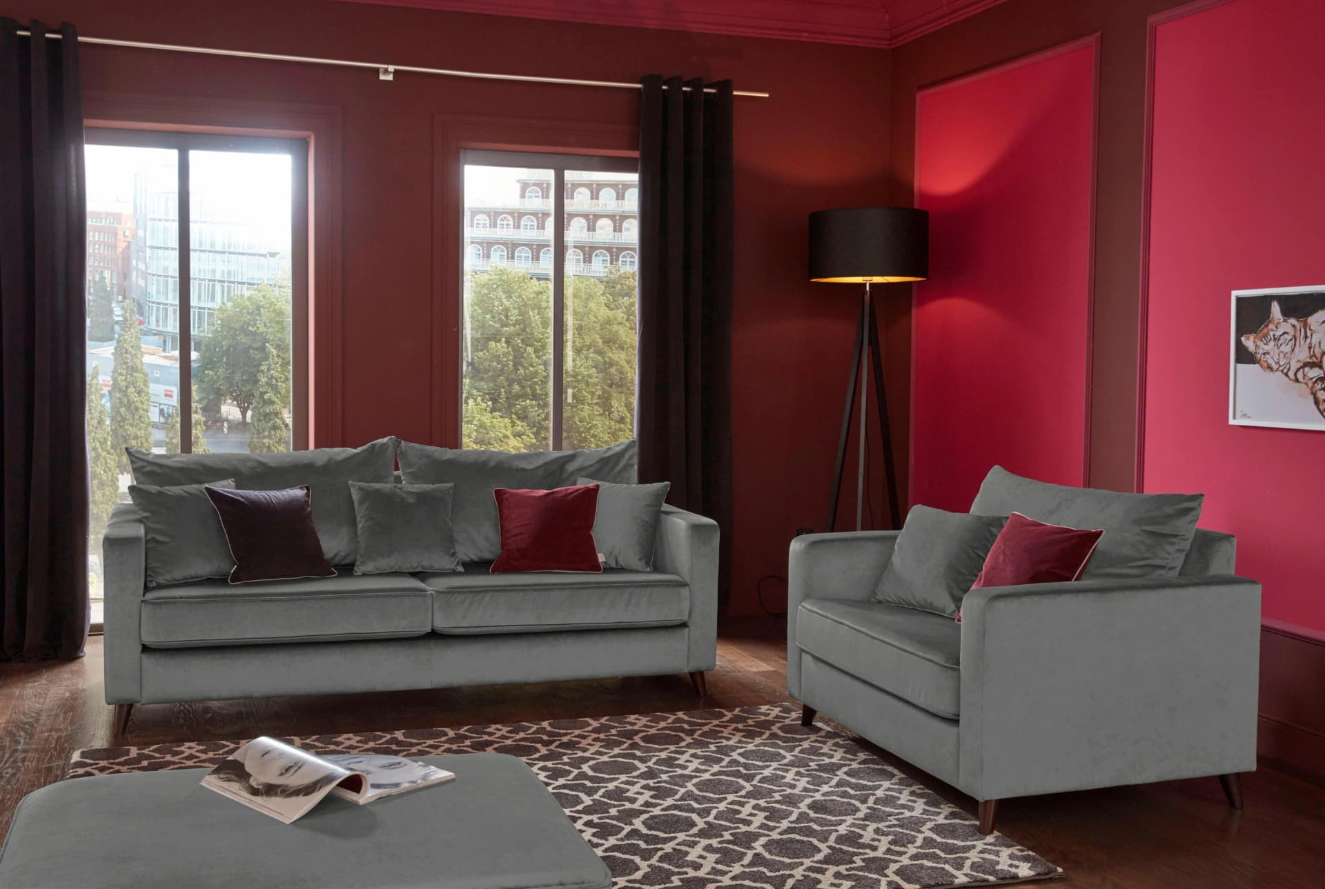 HOME AFFAIRE Hocker Renesse Grau Microfaser