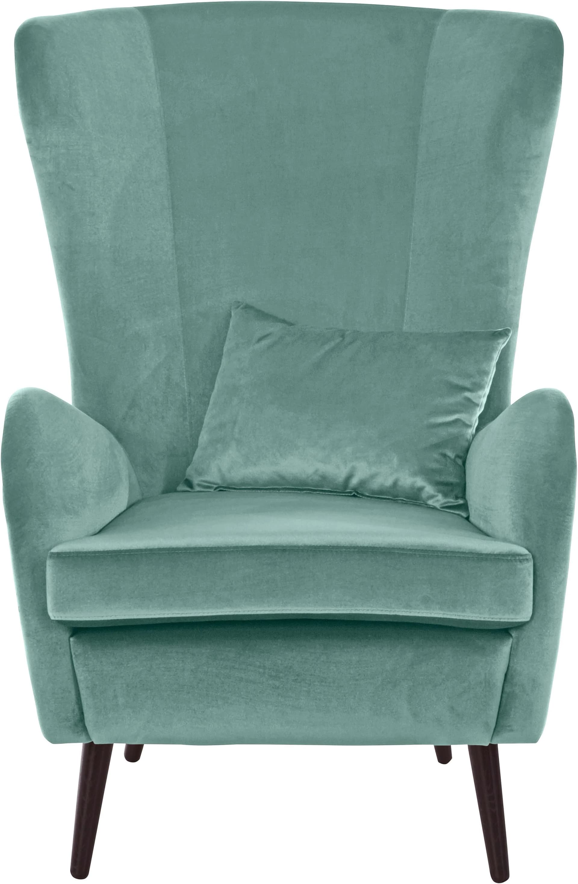 HOME AFFAIRE Sessel Sallito mit Hocker Samtoptik mintgrün