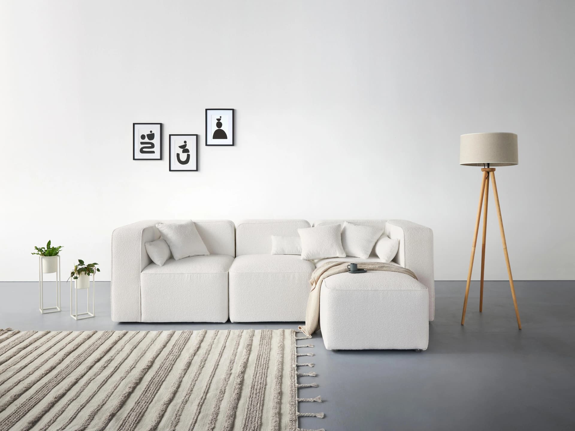 3-Sitzer HOME AFFAIRE Sundstrup L-Form Beige Bouclé