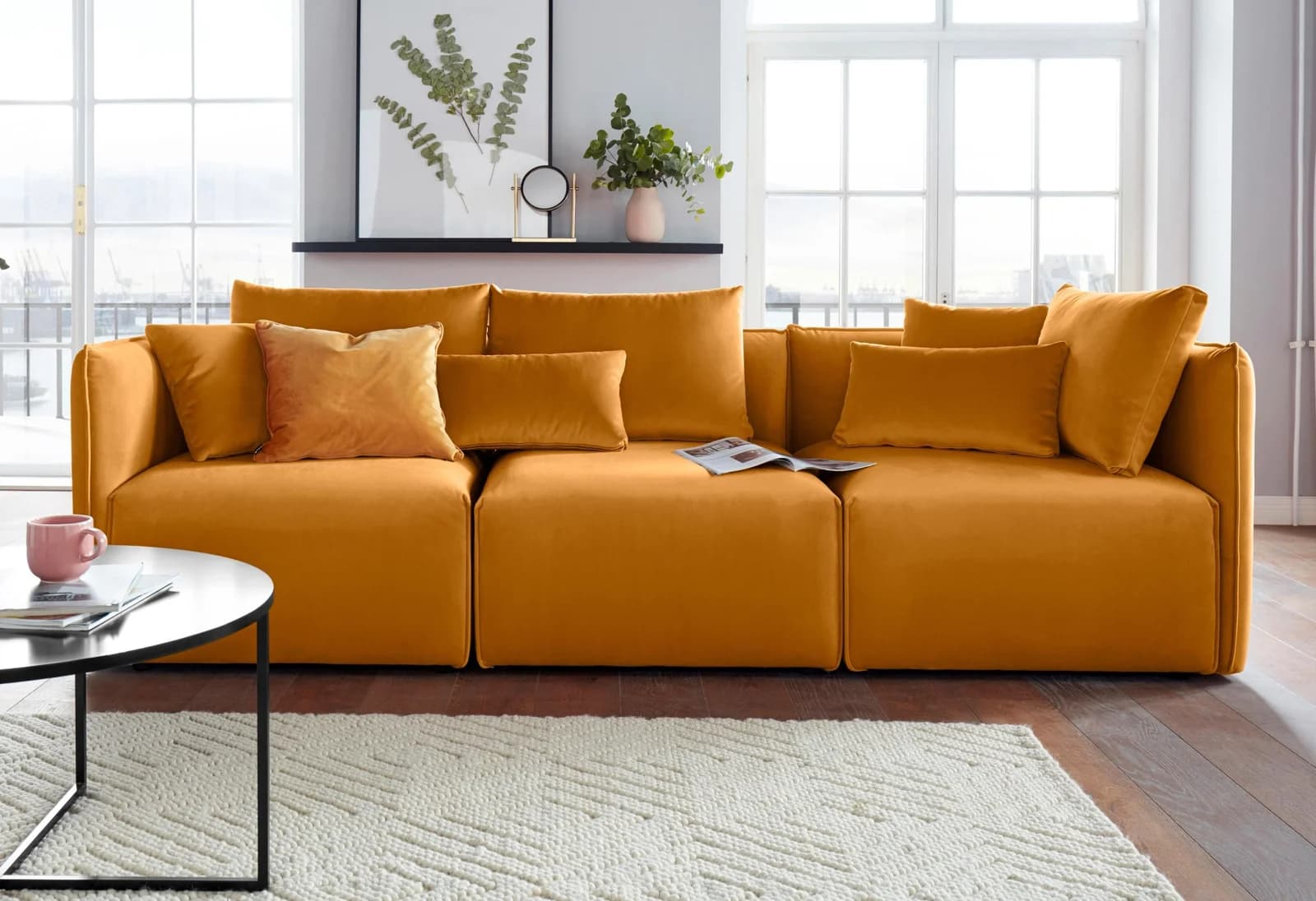 OTTO HOME Nöre 3-Sitzer Sofa Gold Samtoptik