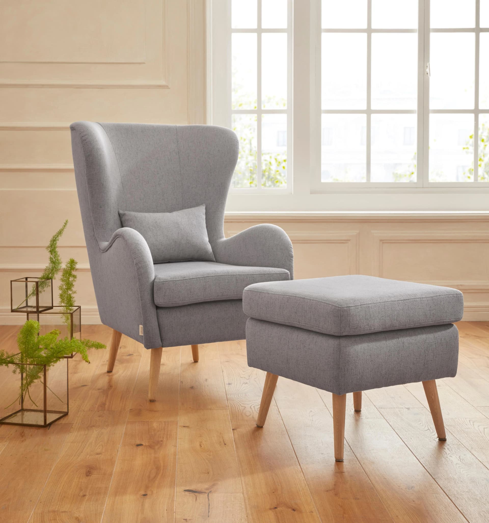 HOME AFFAIRE Sessel Sallito Grau mit Hocker