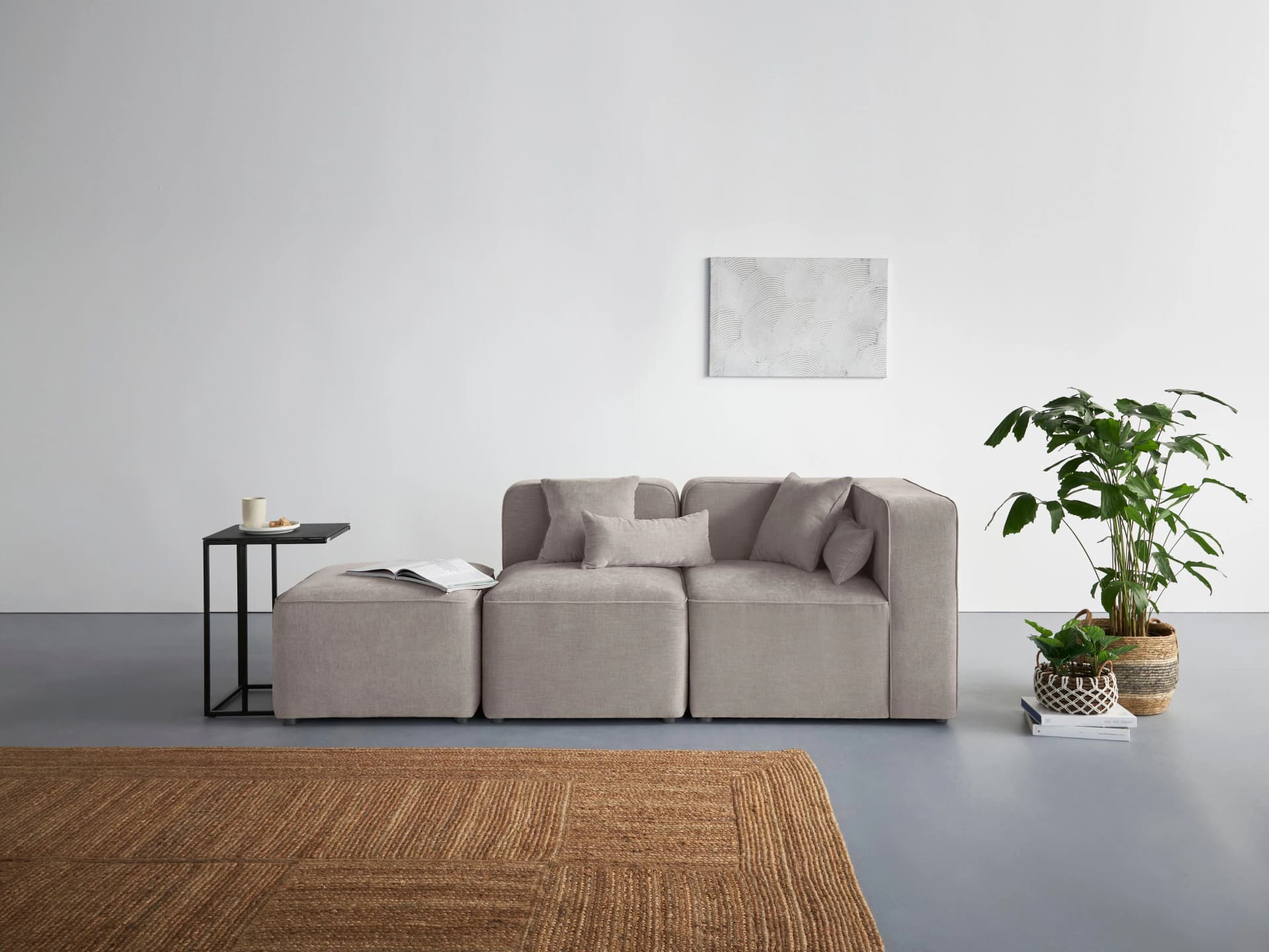 HOME AFFAIRE Sundstrup 3-Sitzer Sofa Taupe Samtoptik