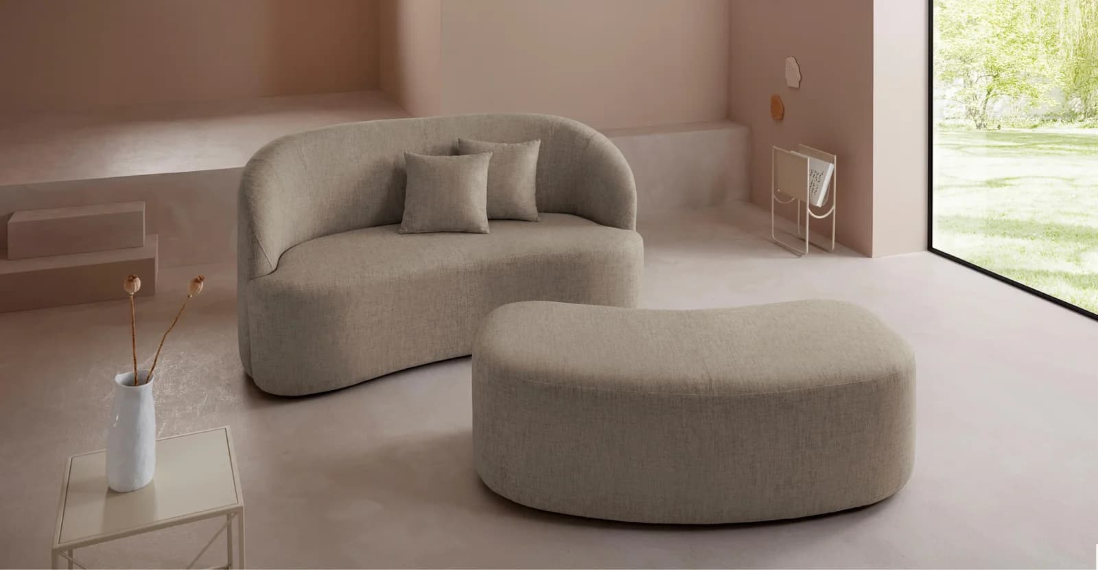 LeGer Home Polsterhocker Dilara Beige 100% Polyester
