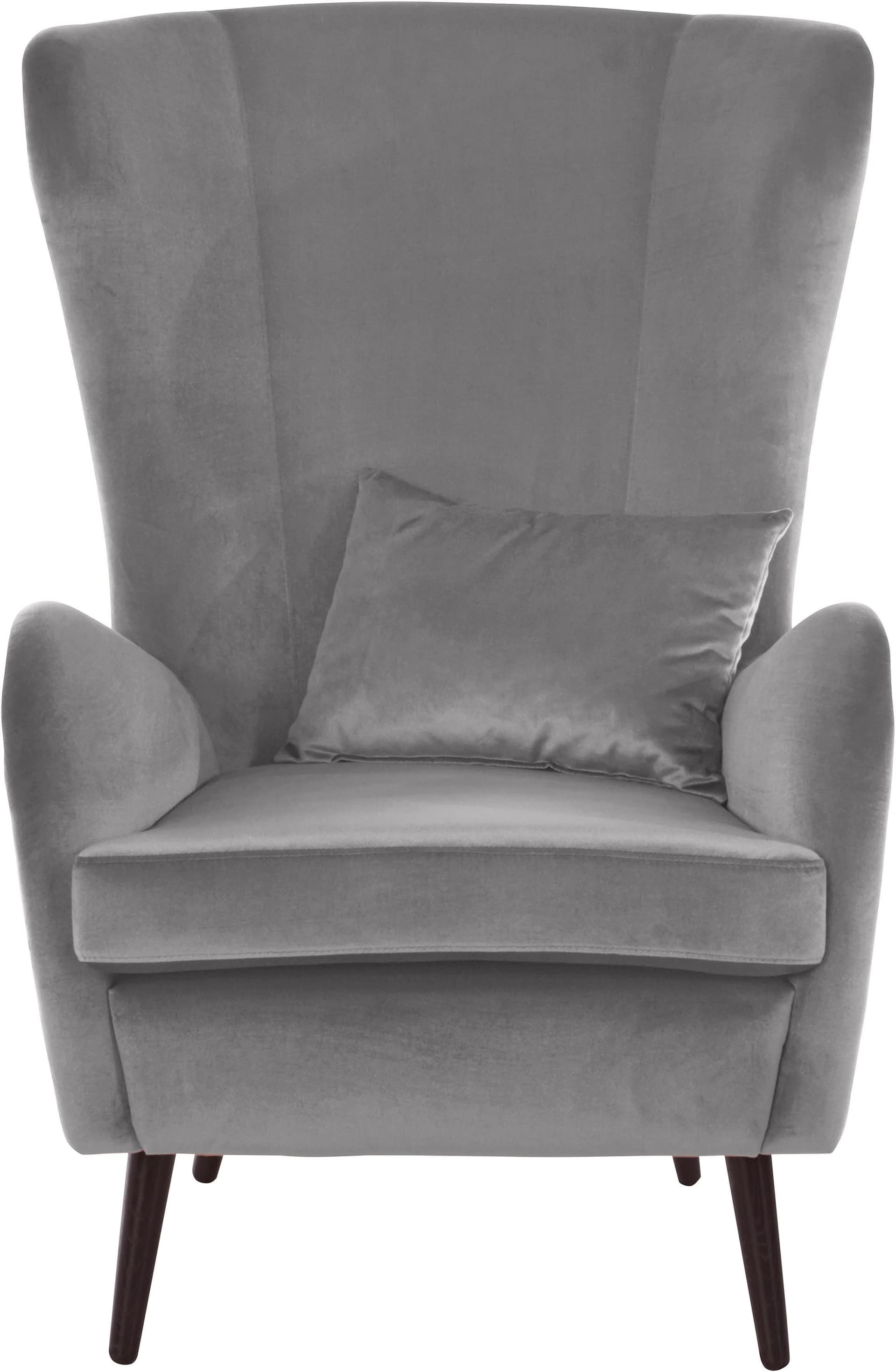 Home Affaire Sessel Sallito Grau Ohrensessel mit Zierkissen