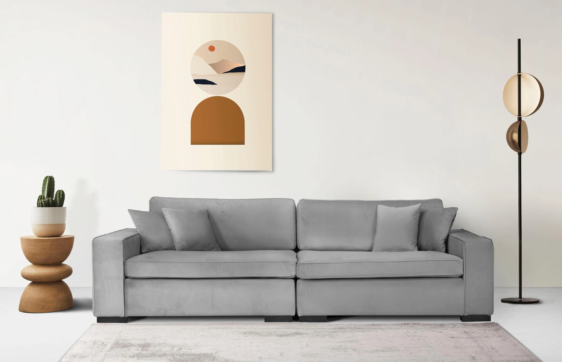 HOME AFFAIRE Skara XXL 2-Sitzer Sofa Grau Samtoptik